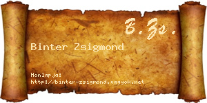Binter Zsigmond névjegykártya